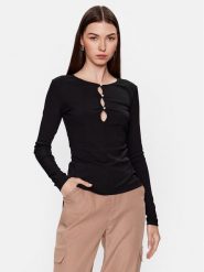Guess Bluzka W3YP16 KAZH2 Czarny Slim Fit. Czarne bluzki Guess, m, z aplikacjami, z syntetyku, bez kołnierzyka, bez ramiączek. Za 189.99 zł.