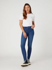 Wrangler Dżinsy "Good life" - Skinny fit - w kolorze granatowym rozmiar: W29/L30. Niebieskie jeansy Wrangler, l, z aplikacjami, z bawełny, klasyczne, z podwyższonym stanem. Za 166.88 zł.