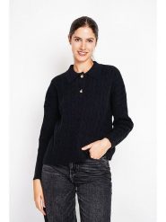 ASSUILI Sweter w kolorze czarnym rozmiar: 36. Czarne swetry Assuili, bez wzorów, ze splotem, klasyczne, bez ramiączek. Za 113.99 zł.