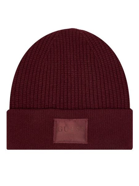 Guess Czapka AW5436 POL03 Bordowy. Czerwone czapki zimowe Guess, z aplikacjami, z wełny. Za 99.99 zł.
