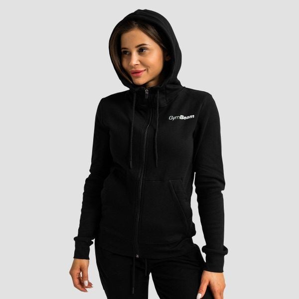 Bluza damska fitness z kapturem Limitless. Czarne bluzy GYMBEAM, s, bez wzorów, z bawełny, sportowe, bez ramiączek, z kapturem. Za 123.90 zł.