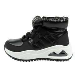 Śniegowce Damskie Skechers Uno 177559/BLK czarne. Czarne śniegowce bez wzorów, z gumy, przed kolano, bez zapięcia. W wyprzedaży za 420.06 zł.