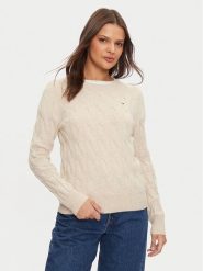 Tommy Hilfiger Sweter WW0WW43586 Beżowy Regular Fit. Brązowe swetry Tommy Hilfiger, xxl, bez wzorów, z wełny, bez ramiączek. Za 699.99 zł.