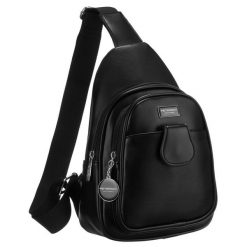 Czarna funkcjonalna saszetka damska z szerokim regulowanym paskiem nerka crossbody eko skóra Peterson. Czarne nerki i saszetki Peterson, bez wzorów, ze skóry ekologicznej, bez dodatków. Za 94.99 zł.