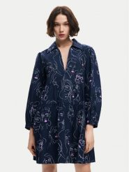 Desigual Sukienka codzienna Louisville 24WWVW66 Granatowy Loose Fit. Niebieskie sukienki Desigual, na co dzień, s, bez wzorów, z bawełny, bez kołnierzyka, bez ramiączek, proste. Za 239.99 zł.