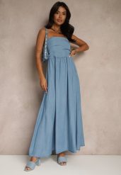 Granatowa Rozkloszowana Sukienka Bandeau Mavoreine. Niebieskie sukienki Renee, na co dzień, m, bez wzorów, eleganckie, bez kołnierzyka, bez ramiączek, midi, proste. W wyprzedaży za 83.99 zł.