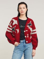 G-Star Kardigan w kolorze czerwonym rozmiar: L. Czerwone swetry G-Star, l, bez wzorów, z wełny, retro, bez ramiączek. Za 301.95 zł.