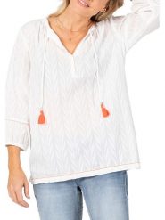 Timezone Bluzka w kolorze białym rozmiar: S. Białe bluzki Timezone, s, z aplikacjami, z bawełny, bez kołnierzyka, bez ramiączek. Za 83.03 zł.