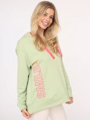 Zwillingsherz Bluza "Smile" w kolorze jasnozielonym rozmiar: L/XL. Zielone bluzy Zwillingsherz, l, bez wzorów, z bawełny, bez ramiączek, z kapturem. Za 227.45 zł.