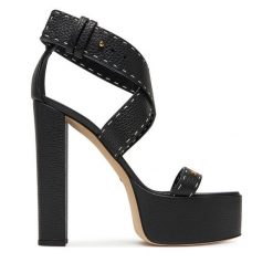 Sandały Elisabetta Franchi. Czarne sandały Elisabetta Franchi, bez wzorów, bez obcasa, na słupku, bez zapięcia. Za 1,749.00 zł.