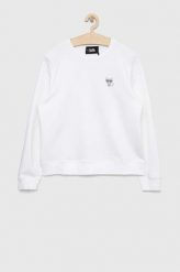 Karl Lagerfeld bluza damska kolor biały z aplikacją. Białe bluzy KARL LAGERFELD, s, z aplikacjami, z materiału, bez ramiączek, bez kaptura. W wyprzedaży za 579.99 zł.