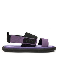 Sandały Fly London. Czarne sandały Fly London, bez wzorów, bez obcasa, na płaskiej podeszwie, bez zapięcia. Za 429.99 zł.