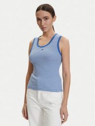 Tommy Jeans Top DW0DW20673 Niebieski Slim Fit. Niebieskie topy Tommy Jeans, l, bez wzorów, z bawełny, bez kołnierzyka, bez ramiączek. Za 129.99 zł.