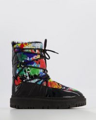 KOLOROWE ŚNIEGOWCE 114006 MULTI. Botki Venezia, bez wzorów, ze skóry, bez obcasa, bez zapięcia. Za 259.00 zł.