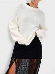 Sweter basic - biały. Białe swetry Sinsay, l, bez wzorów, bez ramiączek. Za 49.99 zł.