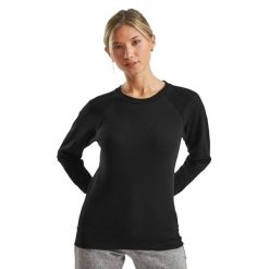Lekka Bluza Raglanowa Dla Kobiet. Czarne bluzy fruit of the loom, s, bez wzorów, bez ramiączek, bez kaptura. Za 71.99 zł.