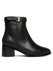 Tommy Hilfiger Botki Th Buckle Riding Mid Heel Bootie FW0FW08859 Czarny. Czarne botki Tommy Hilfiger, bez wzorów, ze skóry, bez obcasa, na słupku, bez zapięcia. Za 599.99 zł.