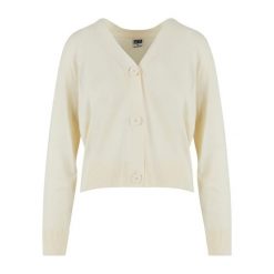 Damski kardigan z dzianiny Urban Classics. Białe swetry Urban Classics, xs, z aplikacjami, z dzianiny, eleganckie, bez ramiączek. Za 148.45 zł.