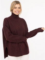 Zwillingsherz Sweter w kolorze bordowym rozmiar: L. Czerwone swetry Zwillingsherz, l, bez wzorów, ze splotem, bez ramiączek. Za 152.95 zł.