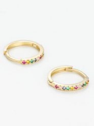 OR ÉCLAT Złote kolczyki-kreole "Créoles colored" z cyrkoniami rozmiar: onesize. Żółte kolczyki Or Éclat, z cyrkonią, złote. Za 674.99 zł.