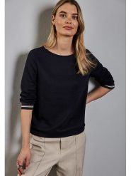 Street One Sweter w kolorze granatowym rozmiar: 36. Niebieskie swetry Street One, bez wzorów, ze splotem, street, bez ramiączek. Za 136.78 zł.