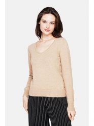ASSUILI Sweter w kolorze jasnobrązowym rozmiar: 40. Brązowe swetry Assuili, bez wzorów, klasyczne, bez ramiączek. Za 113.99 zł.