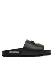LOVE MOSCHINO Klapki JA28283G1MIE0000 Czarny. Czarne klapki Love Moschino, bez wzorów, ze skóry, bez obcasa, bez zapięcia. Za 939.99 zł.