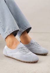 Niebieskie Sneakersy Kultowe Tenisówki Y2K z Imitacji Zamszu Nerialle. Niebieskie trampki Renee, bez wzorów, z koronki, retro, bez zapięcia. Za 89.99 zł.