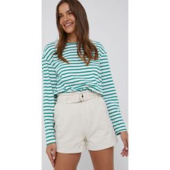 Answear Lab szorty jeansowe damskie kolor beżowy gładkie high waist. Brązowe szorty Answear Lab, bez wzorów, z jeansu. W wyprzedaży za 73.99 zł.