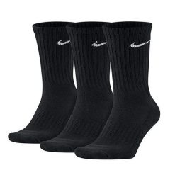 Bawełniane Skarpetki Unisex Dla Dorosłych (zestaw 3 Sztuk). Czarne skarpetki sportowe Nike, bez wzorów, z bawełny, trekkingowe. Za 84.99 zł.