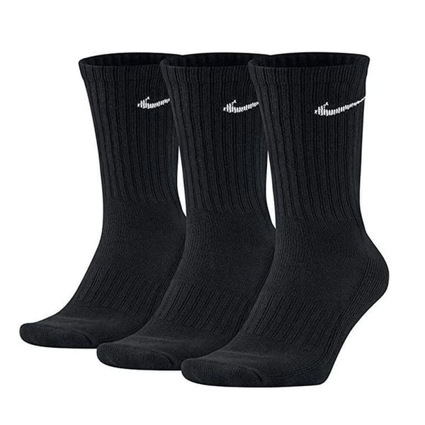 Bawełniane Skarpetki Unisex Dla Dorosłych (zestaw 3 Sztuk). Czarne skarpetki Nike, bez wzorów, z bawełny. Za 84.99 zł.