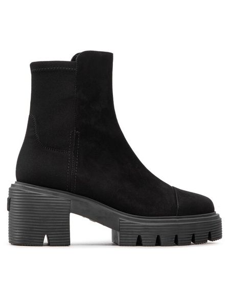 Stuart Weitzman Botki Soho Bootie SC723 Czarny. Czarne botki Stuart Weitzman, bez wzorów, z materiału, bez obcasa, na słupku, bez zapięcia. Za 3,249.00 zł.