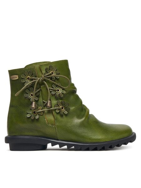 Laura Vita Botki Cyrielle 033 Zielony. Zielone botki LAURA VITA, bez wzorów, ze skóry, bez obcasa, na płaskiej podeszwie, bez zapięcia. Za 559.99 zł.