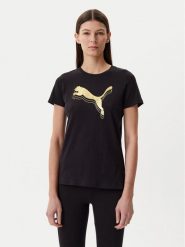 Puma T-Shirt Essentials Metallic 684995 Czarny Regular Fit. Czarne t-shirty Puma, l, bez wzorów, z bawełny, bez kołnierzyka, bez ramiączek. Za 59.99 zł.