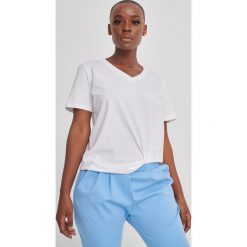 T-shirt Damski Mango BS Ekri. Czarne t-shirty blue shadow, bez wzorów, z bawełny, bez kołnierzyka, bez ramiączek. Za 129.90 zł.