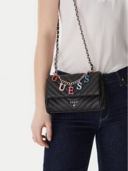 Guess Torebka J4YZ45 WFZL0 Czarny. Czarne listonoszki Guess, z aplikacjami, ze skóry, bez dodatków. Za 189.99 zł.
