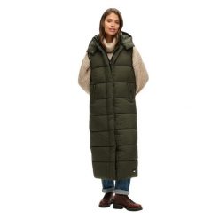 Damska długa kurtka puchowa bez rękawów z kapturem Superdry Ripstop. Zielone kurtki Superdry, xs, bez wzorów, z dzianiny, klasyczne, z kapturem. Za 545.45 zł.