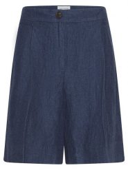 MOSS COPENHAGEN Lniane bermudy w kolorze granatowym rozmiar: L. Niebieskie szorty Moss Copenhagen, bez wzorów, ze lnu. Za 180.49 zł.
