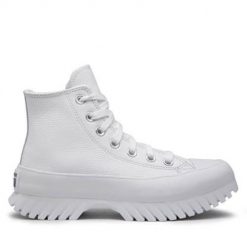 Buty do chodzenia damskie Converse Ctas Lugged 2.0. Białe buty sportowe lifestyle Converse, bez wzorów, z materiału, za kostkę, bez zapięcia, trekkingowe. W wyprzedaży za 444.55 zł.