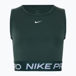 Tank top treningowy damski Nike Pro Dri-Fit. Zielone topy Nike, bez wzorów, bez kołnierzyka, bez ramiączek. Za 159.99 zł.