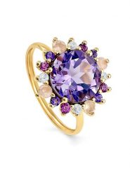 OR Carats Złoty pierścionek z kamieniami szlachetnymi rozmiar: 52. Różowe pierścionki OR Carats, z ametystem, złote. Za 1,207.99 zł.
