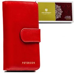 Portfel skórzany Peterson PTN 76116-SGN czerwony. Czerwone portfele Peterson, bez wzorów. Za 117.99 zł.