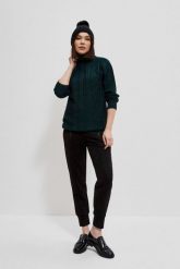 Sweter w warkoczowy splot z długimi rękawami szmaragdowy. Zielone swetry MOODO, m, bez wzorów, ze splotem, bez ramiączek. W wyprzedaży za 55.99 zł.