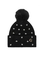 Guess Czapka AW5635 VIS01 Czarny. Czarne czapki zimowe Guess, z aplikacjami, z wiskozy. Za 154.99 zł.