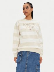 Tommy Jeans Bluza Ess Logo DW0DW19041 Beżowy Relaxed Fit. Brązowe bluzy Tommy Jeans, xs, bez wzorów, z bawełny, bez kaptura. Za 279.99 zł.