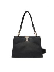 Tommy Hilfiger Torebka Th Her Med Satchel AW0AW17722 Czarny. Czarne torebki klasyczne Tommy Hilfiger, bez wzorów, ze skóry, bez dodatków. Za 399.99 zł.