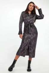 Sukienka midi w panterkę DKNY. Sukienki DKNY, m, bez wzorów, bez kołnierzyka, bez ramiączek, midi. Za 669.00 zł.