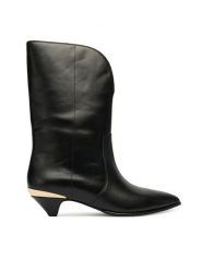 LOVE MOSCHINO Botki JA24363G0NIA0000 Czarny. Czarne botki Love Moschino, bez wzorów, ze skóry, bez obcasa, na słupku, bez zapięcia. Za 939.99 zł.