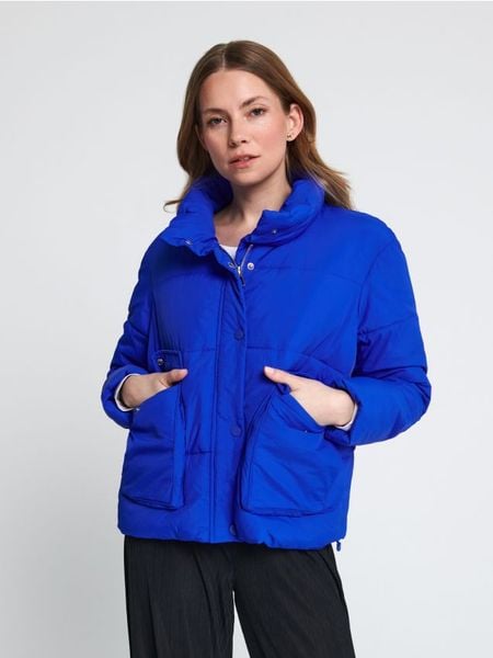Pikowana kurtka puffer - niebieski. Niebieskie kurtki Sinsay, l, bez wzorów, bez kaptura. Za 119.99 zł.