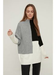 Trendyol Sweter w kolorze szaro-czarno-białym rozmiar: M. Szare swetry Trendyol, m, bez wzorów, bez ramiączek. Za 74.63 zł.